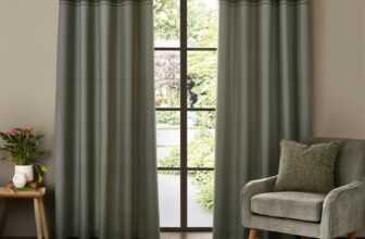 Catherine Lansfield Melville 46×54 Inch Lined Eyelet Curtains Two Panels Green