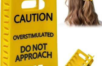 Caution Overstimulated Hair Clip,Claw Clips for Thick Hair,Anti-Slip Medium Hair Claw,Funny Yellow Caution Sign Hair Accessories for Women,Strong Hold Rectangle Claw with Grip Teeth,Hair Styling