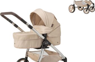 Celuna Premium Vogue Stone Dolls Pram with Interchangeable Carrycot & Seat Adjustable Handle 6780.5cm Foldable Toy Pushchair Luxury Dolls Pram for Children Aged 3