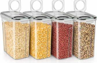 Cereal Storage Containers set of 4-4L Airtight Flip-Top Lids, BPA-Free Clear Plastic Dry Food Storage for Kitchen & Pantry Organization