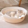 CheerPals Cat Bed with Cushion, 47 cm Washable Cat Basket Woven from Cotton Ropes, for All Cats to Sleep, All Season Universal