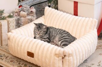CheerPals Extended Cat Sofa – 63L55-66W cm Soft Fluffy Large Cat Bed, Puppy Couch for Cats and Small Dogs with Washable Removable Cover and Non-slip Bottom