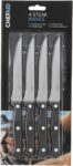 Chef Aid Stainless Steel Serrated Steak Knife Set, Set of 4 Durable Multipurpose Kitchen Knives with Comfort Grip, Ergonomic – Non-Slip, Rust Resistant, Sharp Dinner Table Knife Set, Black
