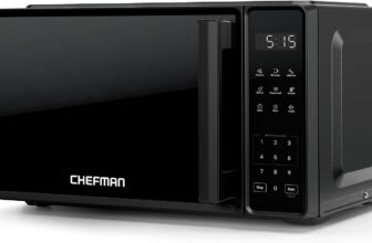 Chefman 20L Countertop Microwave Oven, 700W, 10 Power Levels, Mute Button 3 Presets, One-Touch Express Cook, Child Safety Lock, Black
