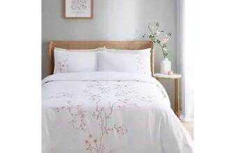 Cherry Blossom Embroidered Duvet Cover Set