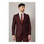 Claret Burgundy Slim Fit Suit Jacket
