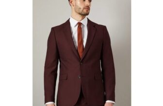 Claret Burgundy Slim Fit Suit Jacket