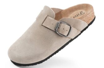 Clogs Slip-on Potato Shoes Leather Mules with Suede Cork Footbed Size 4-9 UK