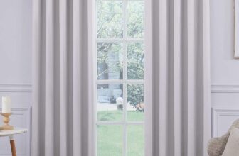 Coastline Ultra Soft Satin Sliver Grey Eyelet Curtain Window Treatment Drapes 2 panels for Bedroom, Livingroom, Kids Nursery Room W46 x L54 inch