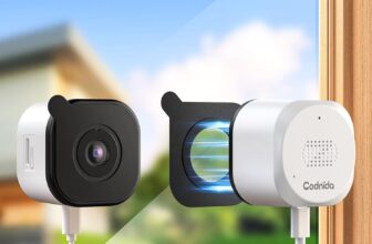 Codnida 3MP Window Camera for Home Security, 2K Indoor Stick on Window Camera, 2.4/5Ghz WiFi Security Camera with Motion Detection, Full Color Night Vision, Two-Way Audio, Anti-Reflection