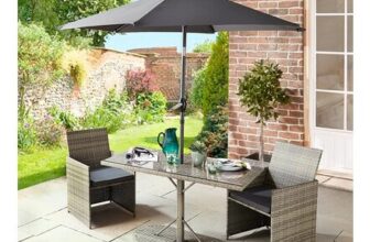 Compact Rattan Bistro Set with Parasol