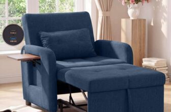 Compact Recliner Armchair with USB Port & Side Table, Space Saving Sleeper Chair with Pull-Out Footrest, Adjustable Lounge Sofa Bed