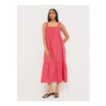 Coral Lace Midi Dress