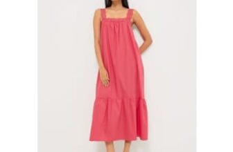 Coral Lace Midi Dress