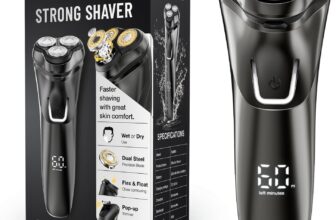 Cordless Electric Razor for Men: 4D Floating Mens Shavers Waterproof with LED Display & Travel Lock – USB Rechargeable Beard Shaver with Pop-up Trimmer