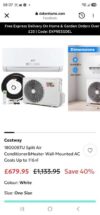 Costway 18000BTU Split Air Conditioner&Heater Wall-Mounted AC Cools Up to 116