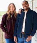 Cotton Traders Bonded Fleece Jacket in Ink / Bordeaux / Willow, sizes S – 5XL