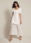 Cream Boucle Sheer Hem Maxi Dress