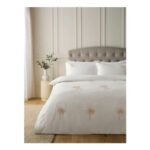 Cream Embroidered Palm Tree King Duvet Set