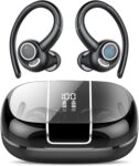 Csasan Sport Wireless Earbuds, Bluetooth 5.3 Headphones with Secure Earhooks & ENC Mic, 48H Playtime Hi-Fi Bass Ear Buds, IPX7 Waterproof Earphones for Running, Gym and Cycling, LED Display/USB-C