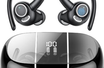 Csasan Sport Wireless Earbuds, Bluetooth 5.3 Headphones with Secure Earhooks & ENC Mic, 48H Playtime Hi-Fi Bass Ear Buds, IPX7 Waterproof Earphones for Running, Gym and Cycling, LED Display/USB-C