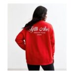 Curves Red Fifth Ave Slogan Print Sweatshirt