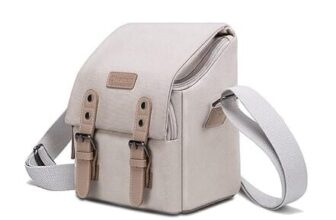 Cwatcun Compact Camera Bag, Canvas Leather Trim, Nikon/Canon/Sony