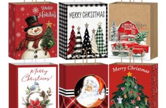DECHISY 12 Pack Christmas Bags, 6 Designs, 23x18x10cm