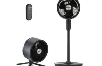 DIMPLEX DuoCool Smart 2-in-1 Cordless Fan – Titanium ( Upto 45 Hours / Smartphone Control / USB-C / Convertible to desk or pedestal fan )