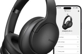 DOQAUS Bluetooth Wireless Headphones Over Ear, 90H Playtime, 9 EQ Modes, Deep Bass HiFi Stereo, Lightweight Foldable Headphones Wireless with Microphone, for Travel Work Study PC Phone, Black