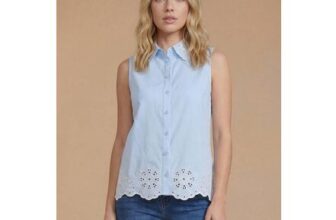 DOROTHY PERKINS Broderie Detail Collared Shell Top