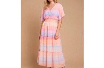 DP Luxe Angel Sleeve Tiered Hem Printed Maxi Dress