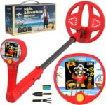 DR.ÖTEK Kids Metal Detector Innovative Color LCD Display, 17cm LED-Lit Coil, Adjustable & Ultra-Lightweight Metal Detector Kids, Child-Safe Rounded Design for Ages 3-12, Red