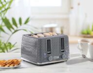 Daewoo Argyle Collection, Toaster 4 Slice With Defrost, Reheat And Browning Control – Grey / White
