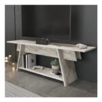 Decorotika Lanca White Marble Effect Single Shelf TV Unit