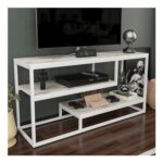 Decorotika Lorin White Marble Effect 2 Shelf Reversible TV Unit