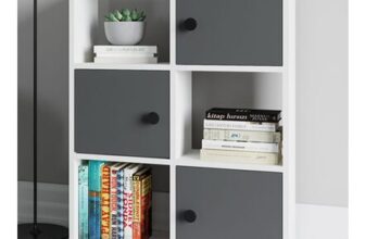Decorotika Tilton White and Anthracite 3 Door 3 Shelf Bookcase
