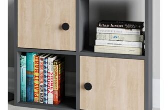 Decorotika Tuttle Anthracite and Oak 2 Door 2 Shelf Multipurpose Bookcase