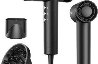 Dekuri Hair Dryer, 110,000 RPM High Speed Motor Hairdryer for Ultra-Fast Drying, 200M Ionic Care for Smooth & Shiny Hair, Lightweight with Magnetic Nozzle & Diffuser (Matte Black)