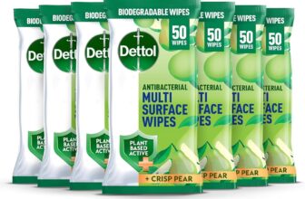 Dettol Antibacterial Multi Surface Cleaning Wipes, Crisp Pear, 350 Wipes (50 x 7pck) Plant-Based, Disinfectant, Biodegradable, Kills 99.9 Percent of Germs