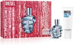 Diesel Only The Brave Eau de Toilette Gift Set for Men, 50ml Fougere Aftershave with Lemon, Mandarin, Violet, Cedar and Warm Leather Plus 75ml Shower Gel, Woody Amber Masculine Duo Set