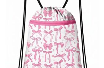 DiiWmme Pink Bow Drawstring Waterproof Swim Bag
