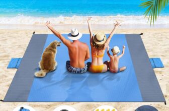 Dijia Beach Blanket Beach Mat – Sandproof Large 210 200 CM Waterproof Lightweight Outdoor Sports with 2 Extra Zipper Pockets for for Phone Camera, Holidays Camping Hiking Blanket