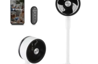 Dimplex DuoCool 2-in-1 Portable Cooling Fan – Corded Pedestal & Desk Fan, White – w/voucher