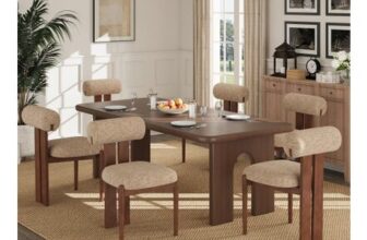 Dining Chairs Set of 6, Upholstered Chenille, Padded Seats