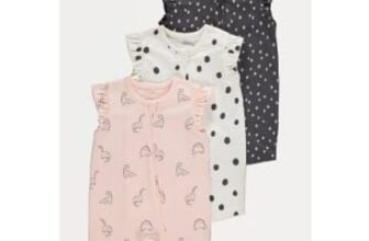 Dinosaur Sleeveless Zip Fasten Rompers 3 Pack
