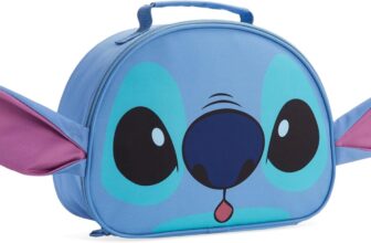 Disney Stitch Lunch Bag for Kids with Insulated Lining Portable Lunch Cooler Bag for School Travel Holidays Trips School Supplies (Blue)