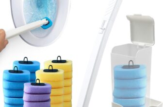 Disposable Toilet Brush with 30 Refills, Bowl Toilet Brush with Wall Mounted Holder, Limescale Remover Cleaning for Hygienic Bathroom Cleaning
