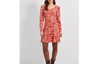 Dorothy Perkins Pink Animal Sweetheart Neckline Empire Seam Mini Dress