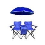Double Folding Beach Chairs & Parasol Set